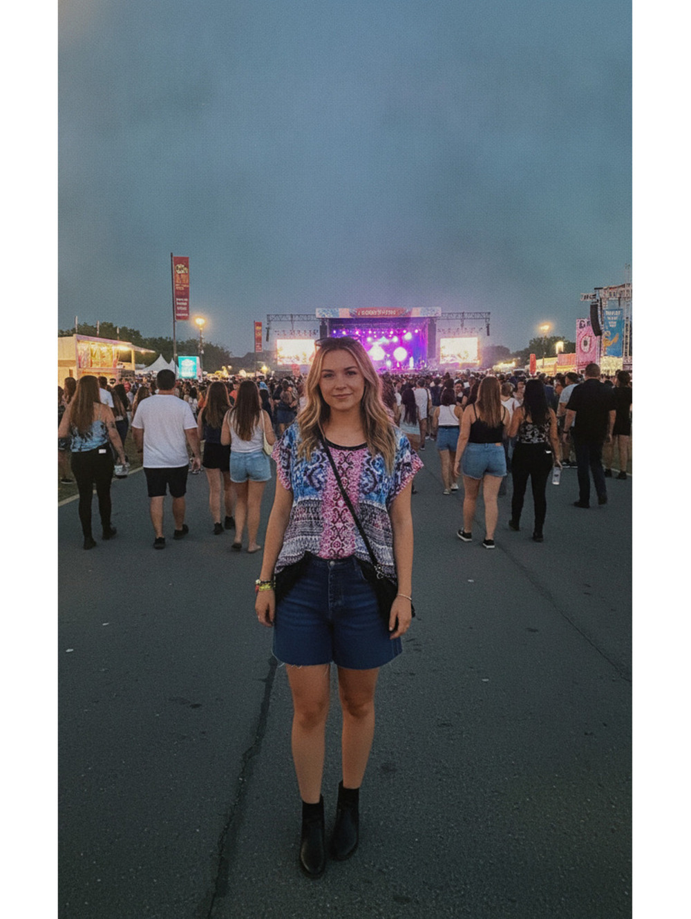 We the Free shorts and One World boho lace hem shirt